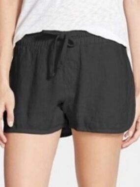 Standard James Perse Black Linen Dolphin Hem Shorts Size Small
